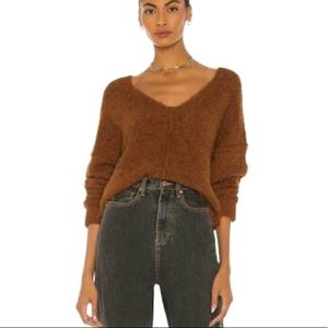 Free People Fuzzy V-Neck Sweater NWT